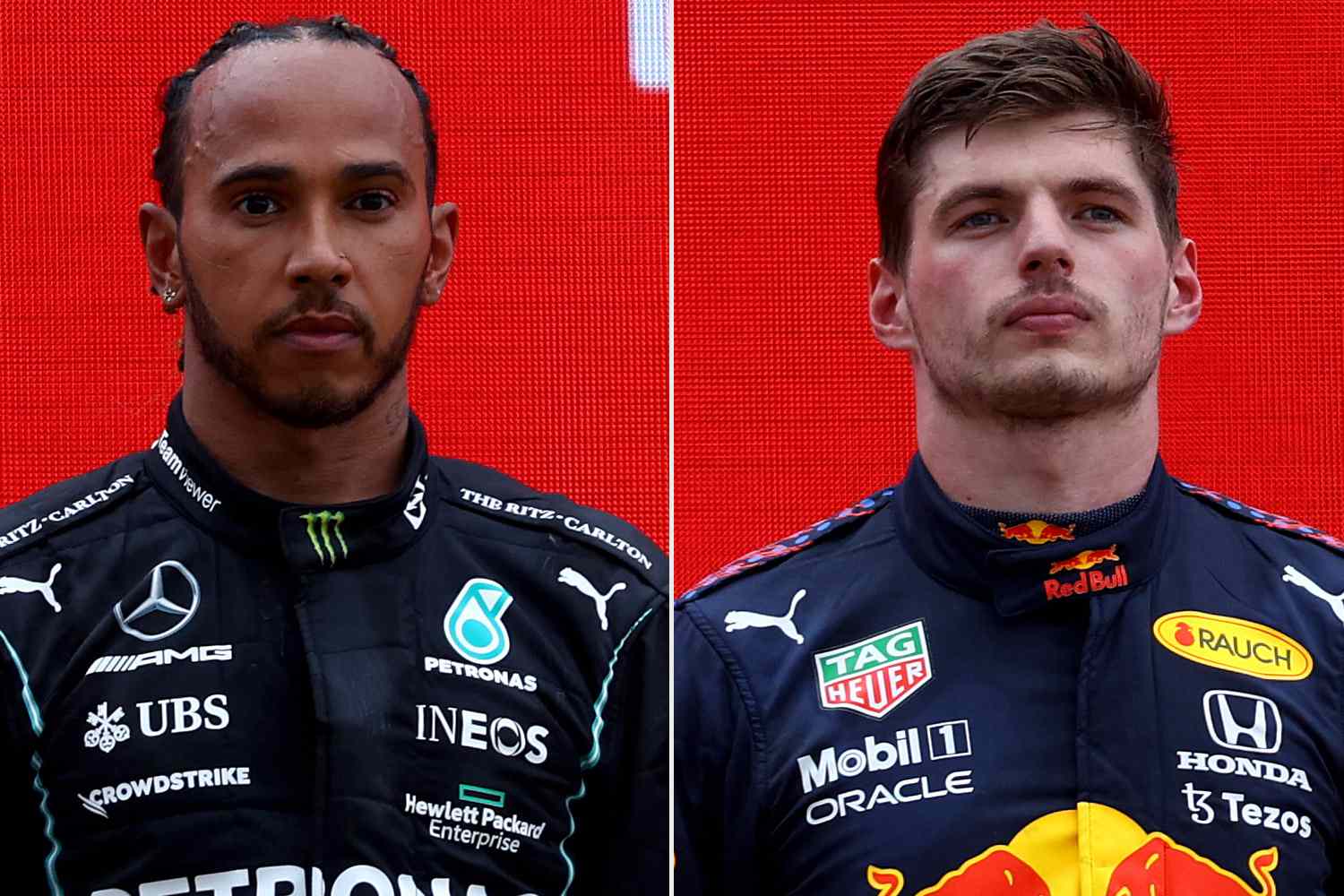 Max Verstappen (R) gets great pleasure demoralizing 7-time world champion Lewis Hamilton (L)