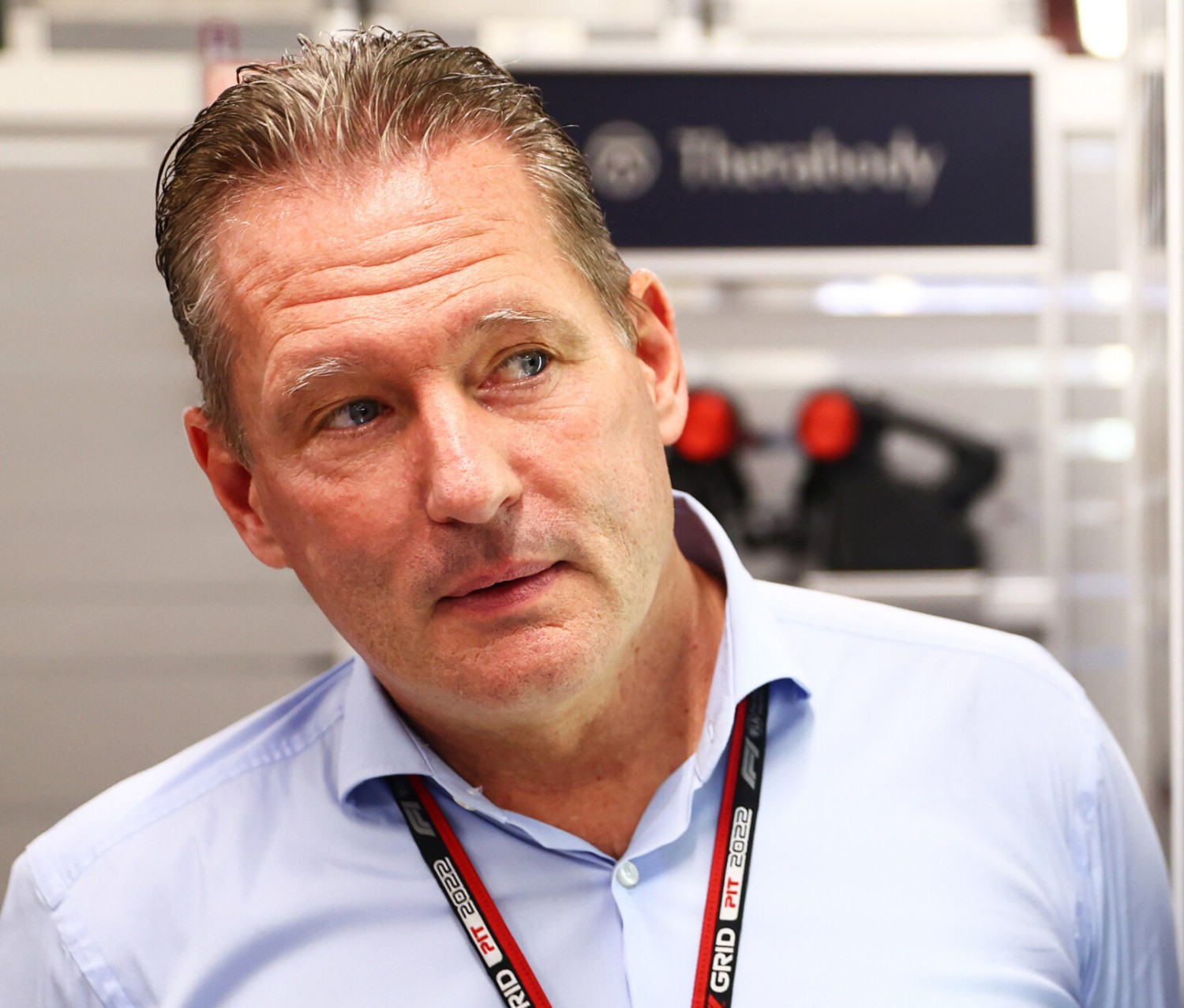 Jos Verstappen looks on in the Red Bull Racing garage prior to the F1 Grand Prix of Singapore at Marina Bay Street Circuit on October 02, 2022 in Singapore, Singapore. (Photo by Mark Thompson/Getty Images,) // Getty Images / Red Bull Content Pool
