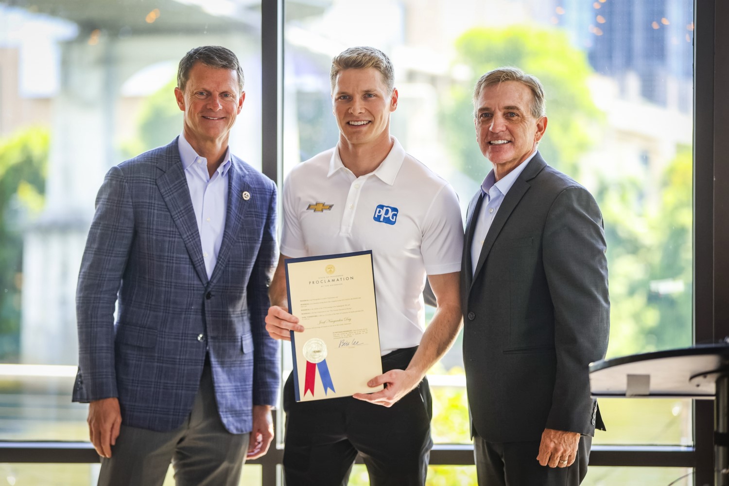 Josef Newgarden Day_McWhorter (Left), Newgarden (Middle), Ezell (Right)