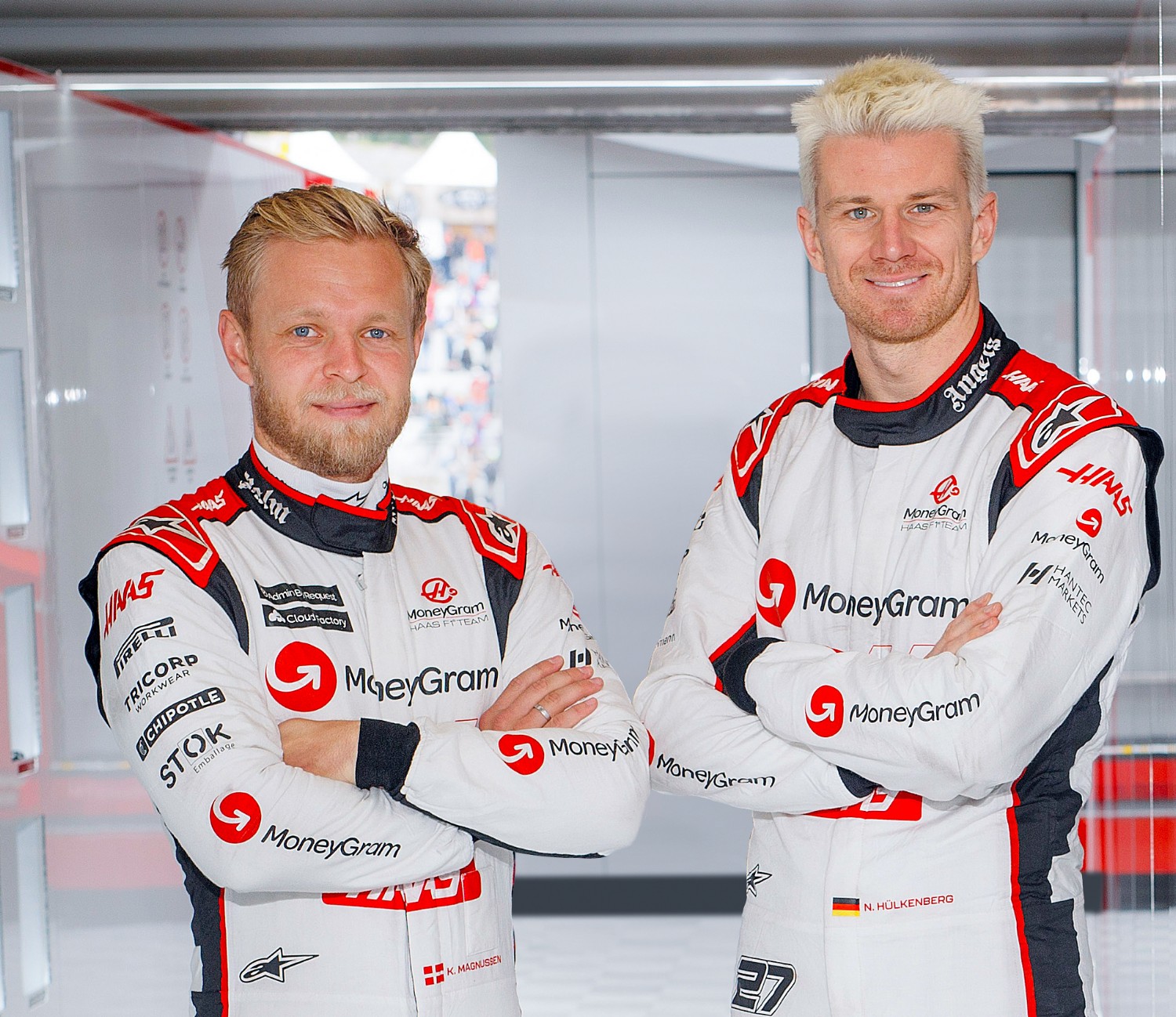 The Moneygram Haas F1 team has re-signed Kevin Magnussen (L) and Nico Hulkenberg (R)