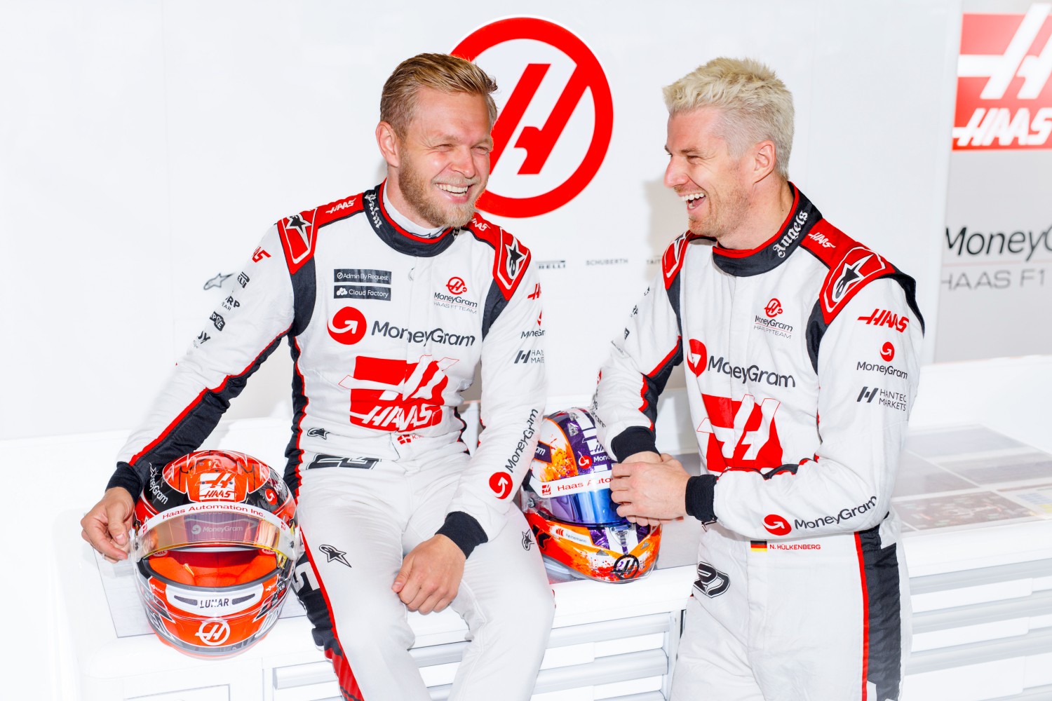 The Moneygram Haas F1 team has re-signed Kevin Magnussen (L) and Nico Hulkenberg (R)