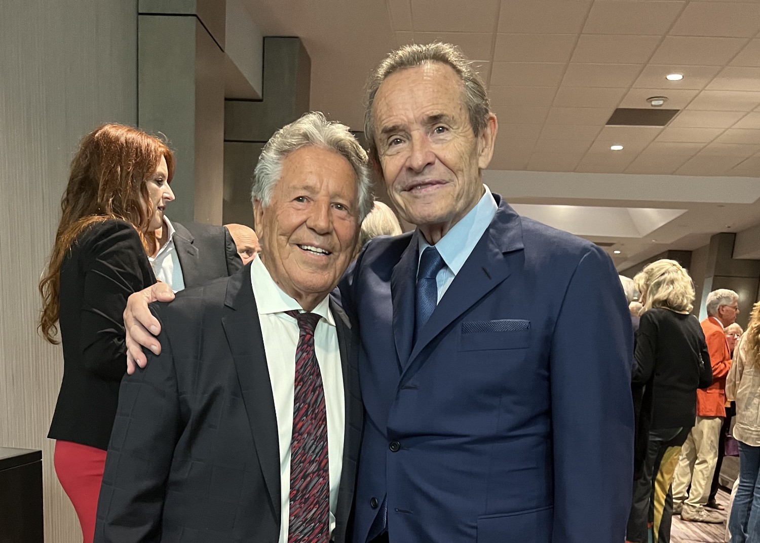 2023 Long Beach. Mario Andretti: Reunited with Jacky Ickx tonight in Long Beach. Teammates for 11 GP races for Ferrari and 9 long distance races.  The most amazing teammate a guy could want. If I had to pick a guy I'd most like on my team right here right now and if it can't be my son Michael, I'd pick Jacky.