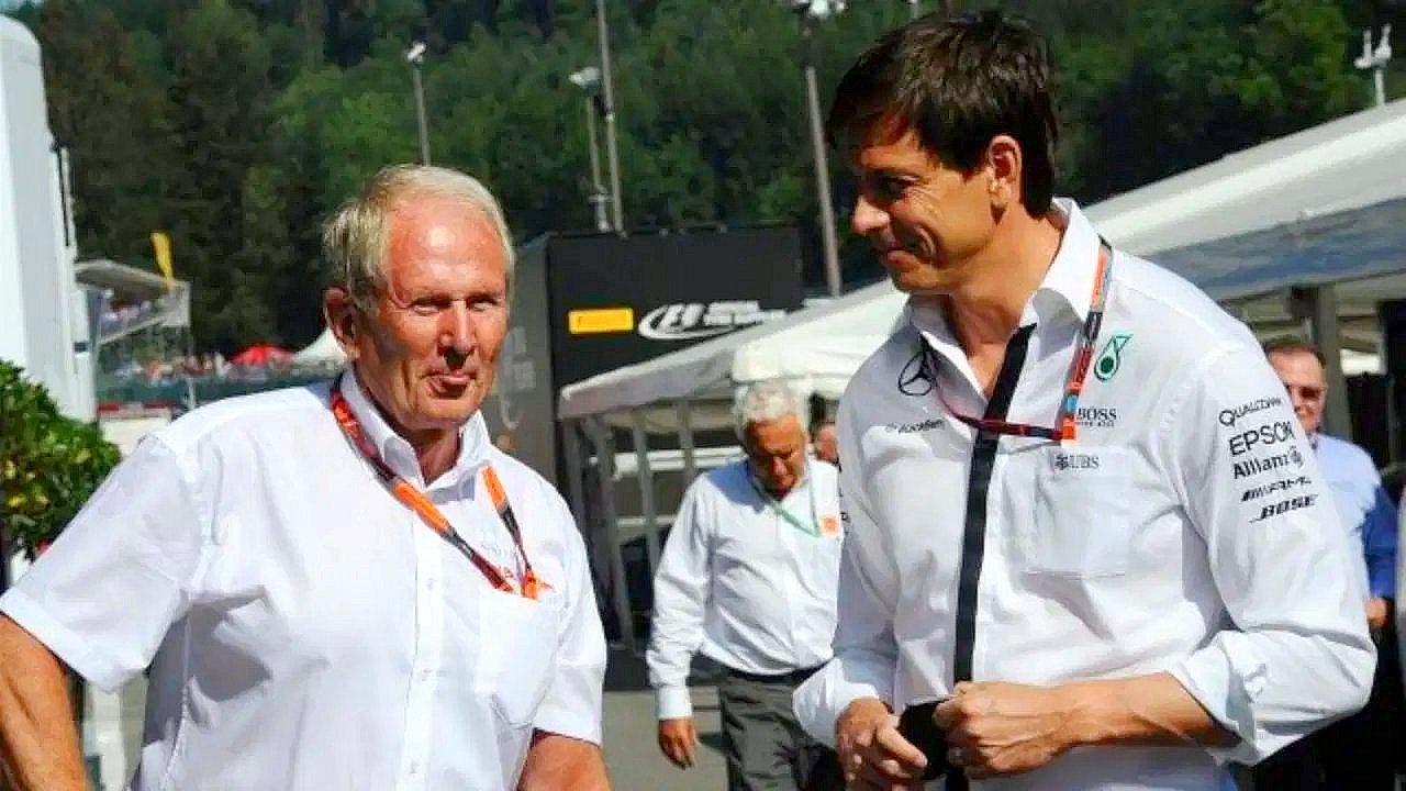 Red Bull Advisor Dr. Helmut Marko and Mercedes F1 boss Toto Wolff