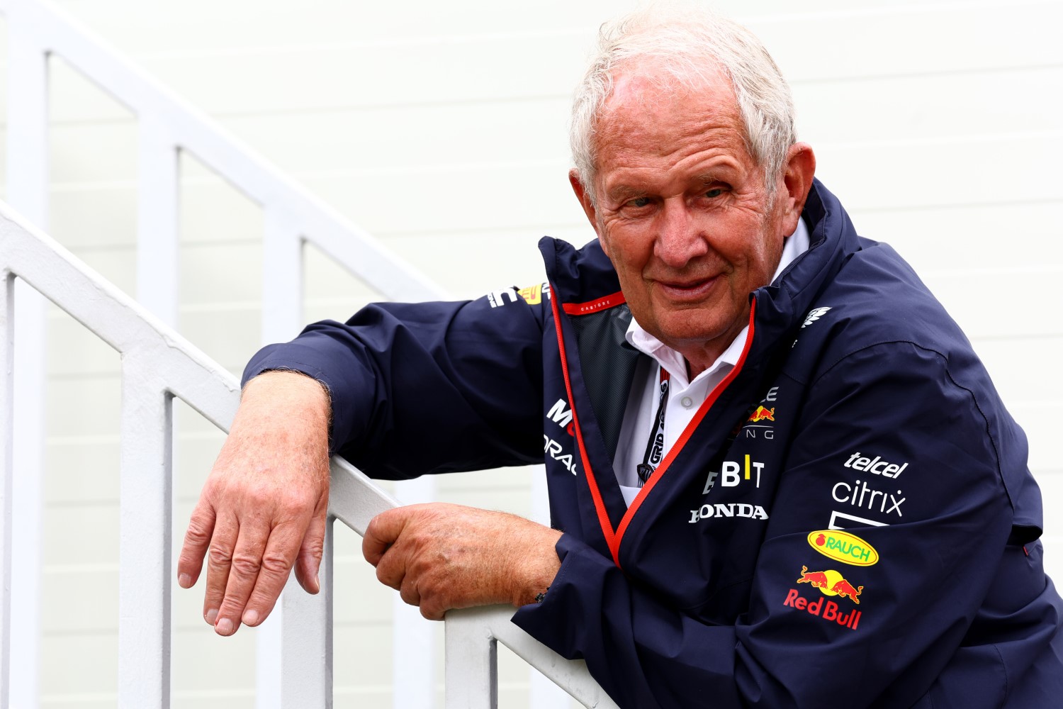 Red Bull Racing Team Consultant Dr Helmut Marko looks on during practice ahead of the F1 Grand Prix of Azerbaijan at Baku City Circuit on April 28, 2023 in Baku, Azerbaijan. (Photo by Mark Thompson/Getty Images) // Getty Images / Red Bull Content Pool