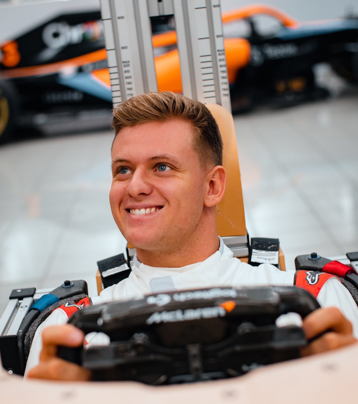 Mick Schumacher getting a McLaren F1 seat fitting