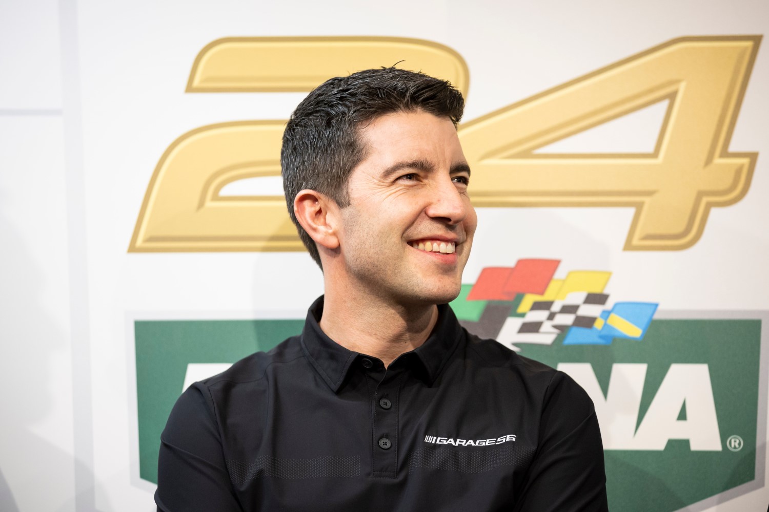 Mike Rockenfeller looks on during a press conference announcing the NASCAR Garage 56 driver lineup for entry in 2023 Le mans before the Rolex 24 at Daytona International Speedway on January 28, 2023 in Daytona Beach, Florida. (Photo by James Gilbert/Getty Images)