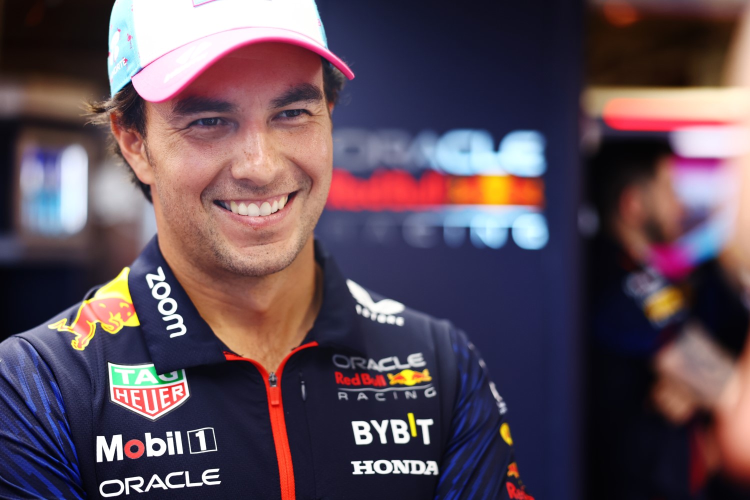 Sergio Perez of Mexico and Oracle Red Bull Racing looks on in the Paddock during previews ahead of the F1 Grand Prix of Miami at Miami International Autodrome on May 04, 2023 in Miami, Florida. (Photo by Mark Thompson/Getty Images) // Getty Images / Red Bull Content Pool