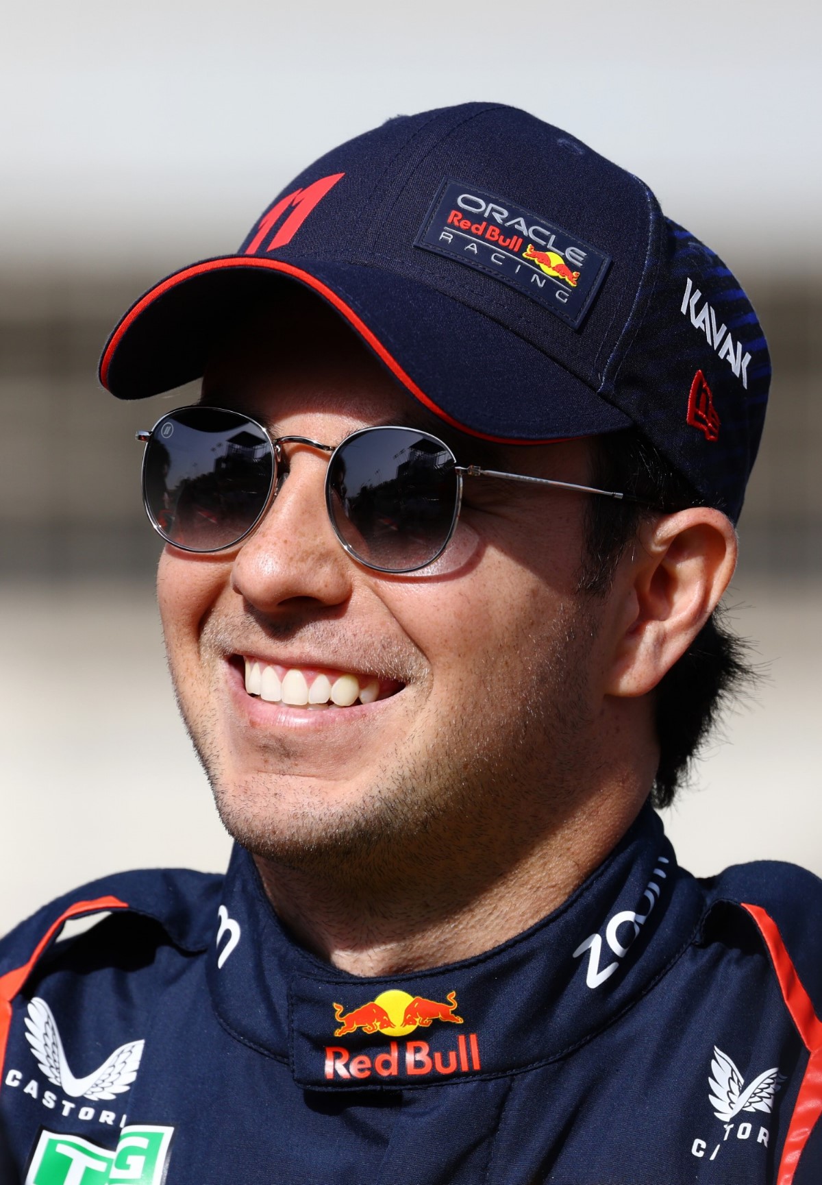 Sergio Perez of Mexico and Oracle Red Bull Racing looks on during day one of F1 Testing at Bahrain International Circuit on February 23, 2023 in Bahrain, Bahrain. (Photo by Mark Thompson/Getty Images) // Getty Images / Red Bull Content Pool