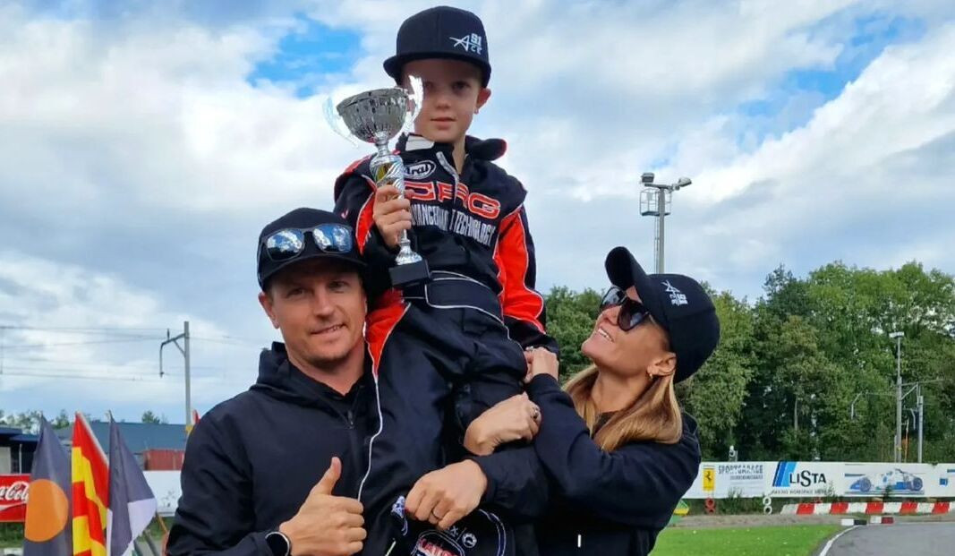 Robin Raikkonen with parents Kimi (left) and Minttu (right)