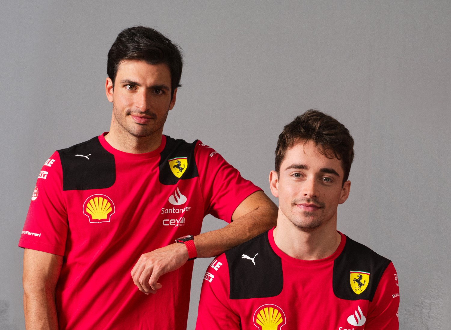 Ferrari F1 drivers Carlos Sainz Jr. and Charles Leclerc