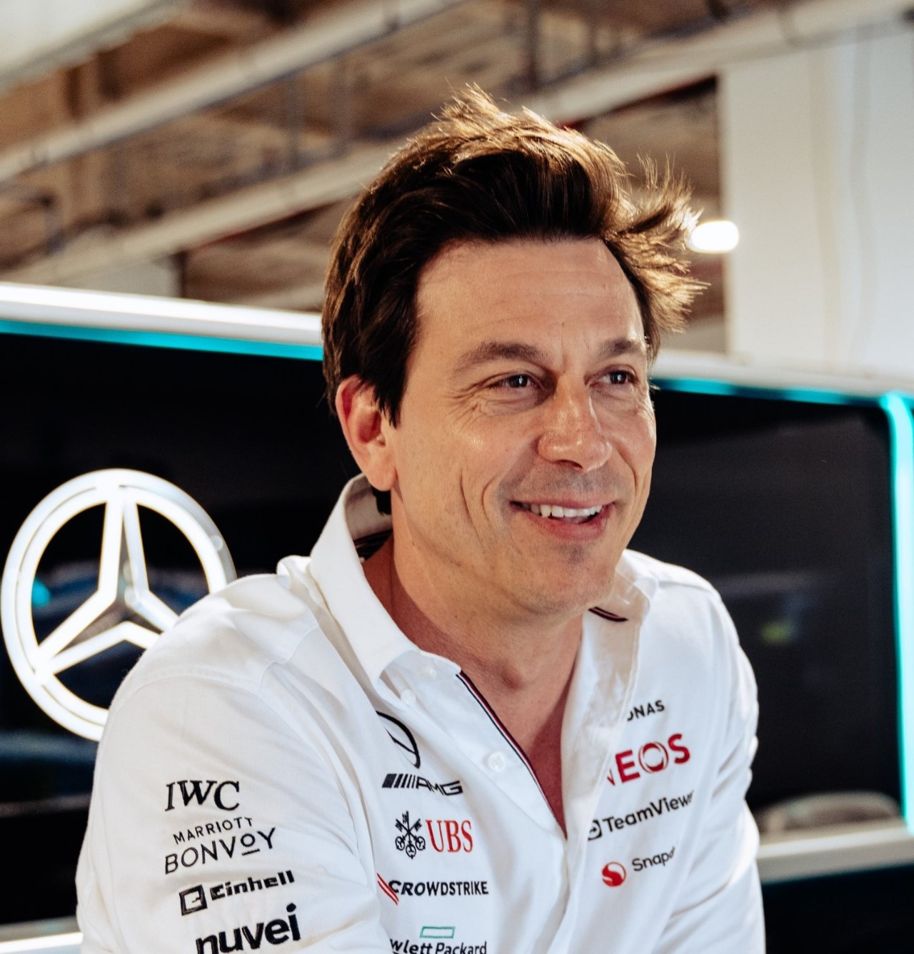 Toto Wolff looks happy. Photo Courtesy of Mercedes F1