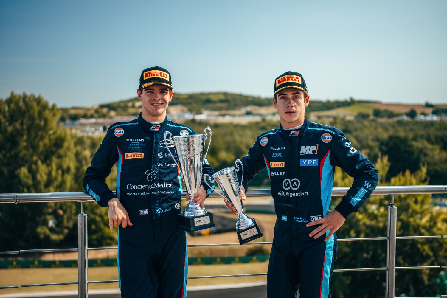 Franco Colapinto (ARG) &; Zak O'Sullivan (GBR) Williams Driver Academy , Williams Racing.Formula 1 World Championship, Rd 12, Hungarian Grand Prix, Sunday 23rd July 2023. Budapest, Hungary.