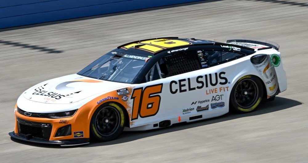 AJ Allmendinger, driver of the #16 Celsius Chevrolet, drives during qualifying for the NASCAR Cup Series Ally 400 - Qualifying at Nashville Superspeedway on June 24, 2023 in Lebanon, Tennessee. (Photo by Logan Riely/Getty Images) | Getty Images