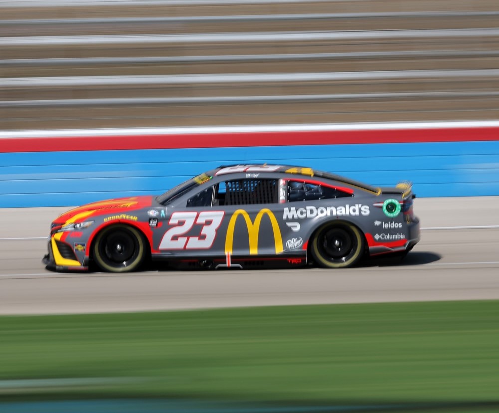 Bubba Wallace, driver of the #23 McDonald's Toyota, drives during practice for the NASCAR Cup Series Autotrader EchoPark Automotive 400 at Texas Motor Speedway on September 23, 2023 in Fort Worth, Texas. (Photo by Jonathan Bachman/Getty Images)