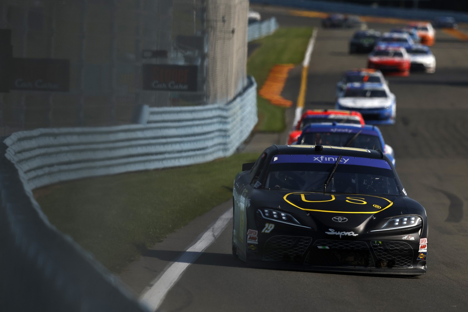 Ty Gibbs, driver of the #19 He Gets Us Toyota, drives during the NASCAR Xfinity Series Shriners Children's 200 at The Glen at Watkins Glen International on August 19, 2023 in Watkins Glen, New York. (Photo by Sean Gardner/Getty Images)