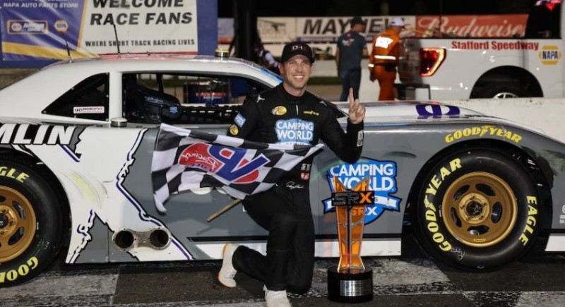 Denny Hamlin celebrates Stafford Springs SRX win