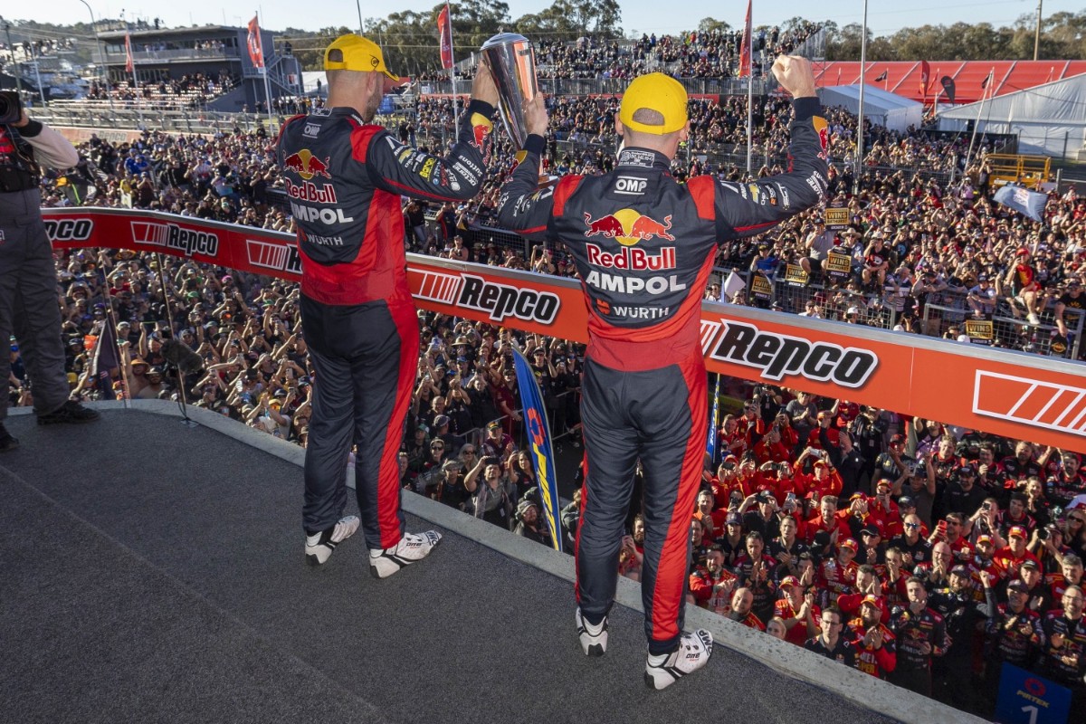 Shane van Gisbergen and co driver Richie Stanaway win the 2023 Repco Bathurst 1000, Event 10 of the Repco Supercars Championship, Mount Panorama, Bathurst, New South Wales, Australia. 8 Oct, 2023.