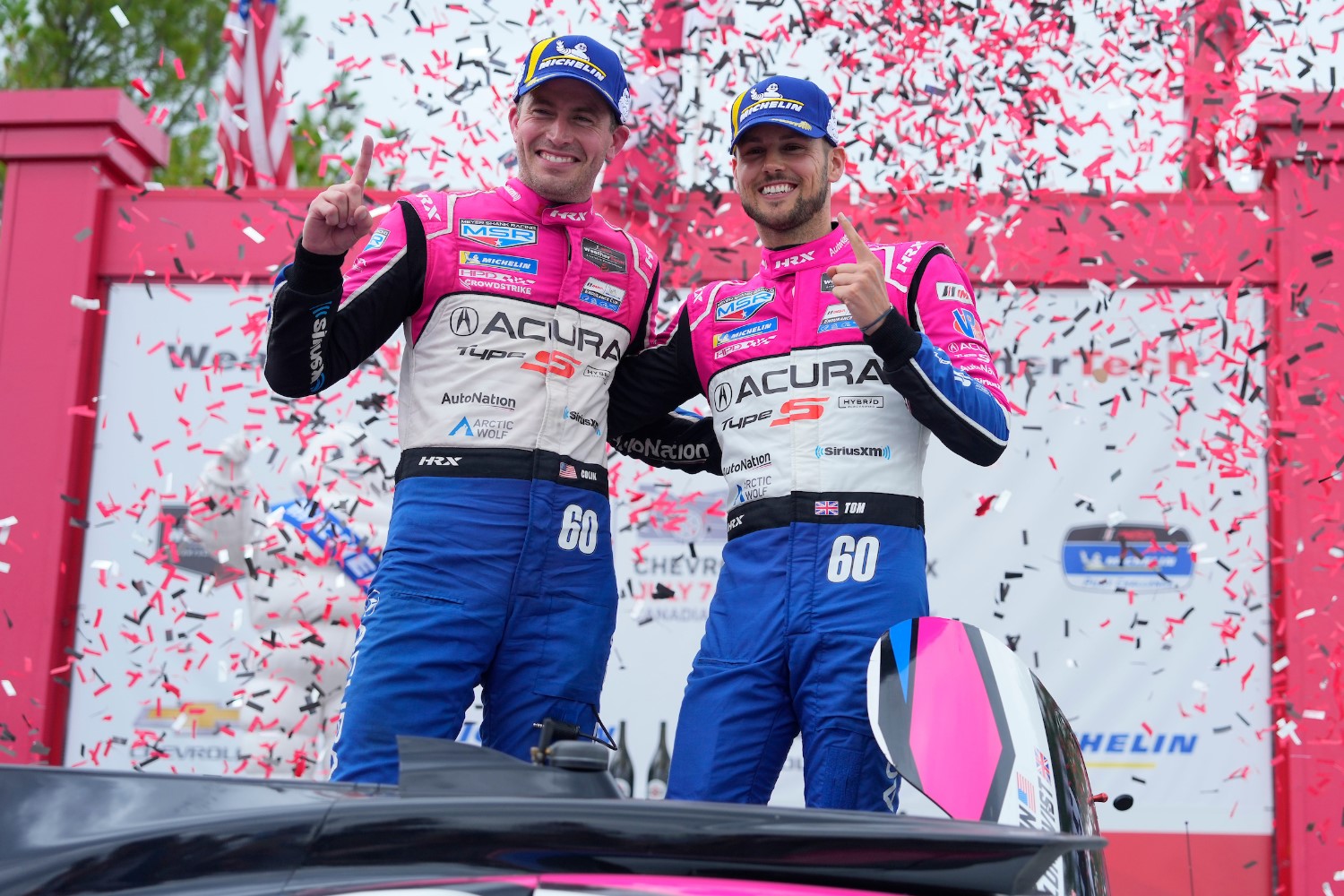 #60: Meyer Shank Racing W/Curb-Agajanian, Acura ARX-06, GTP: Colin Braun, Tom Blomqvist - Victory Lane