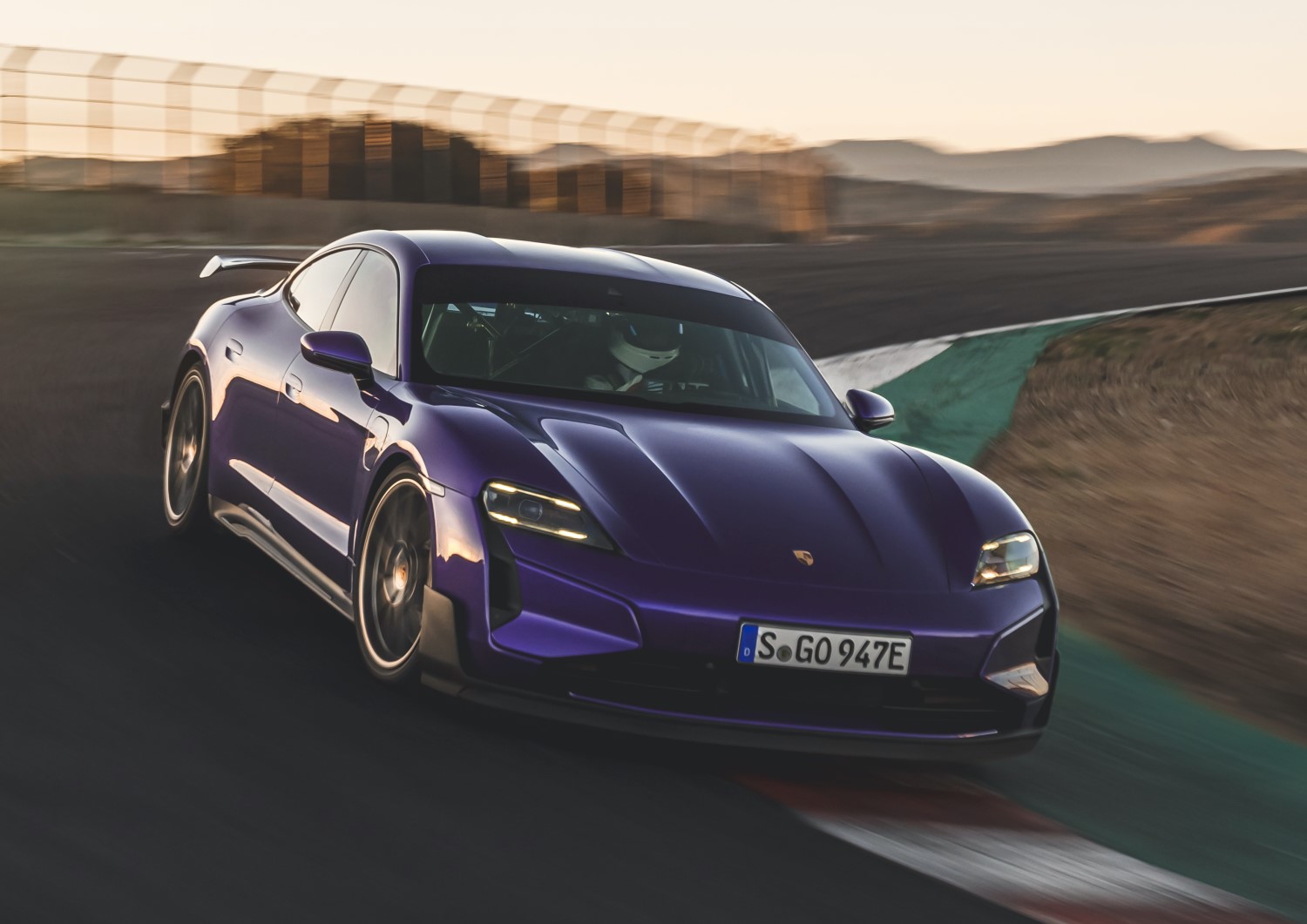 Sky Purple Metallic Taycan Turbo GT at Laguna Seca