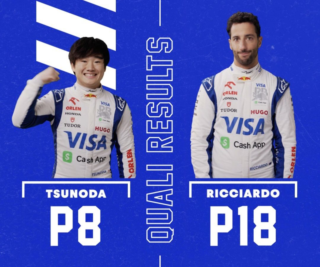 Visa Cash App RB drivers Yuki Tsunoda and Daniel Ricciardo after Australian GP qualifying