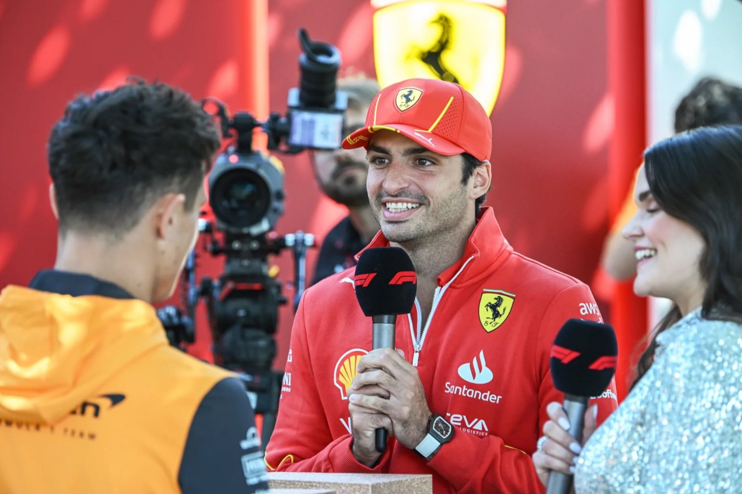 Carlos Sainz Jr with media in Melbourne