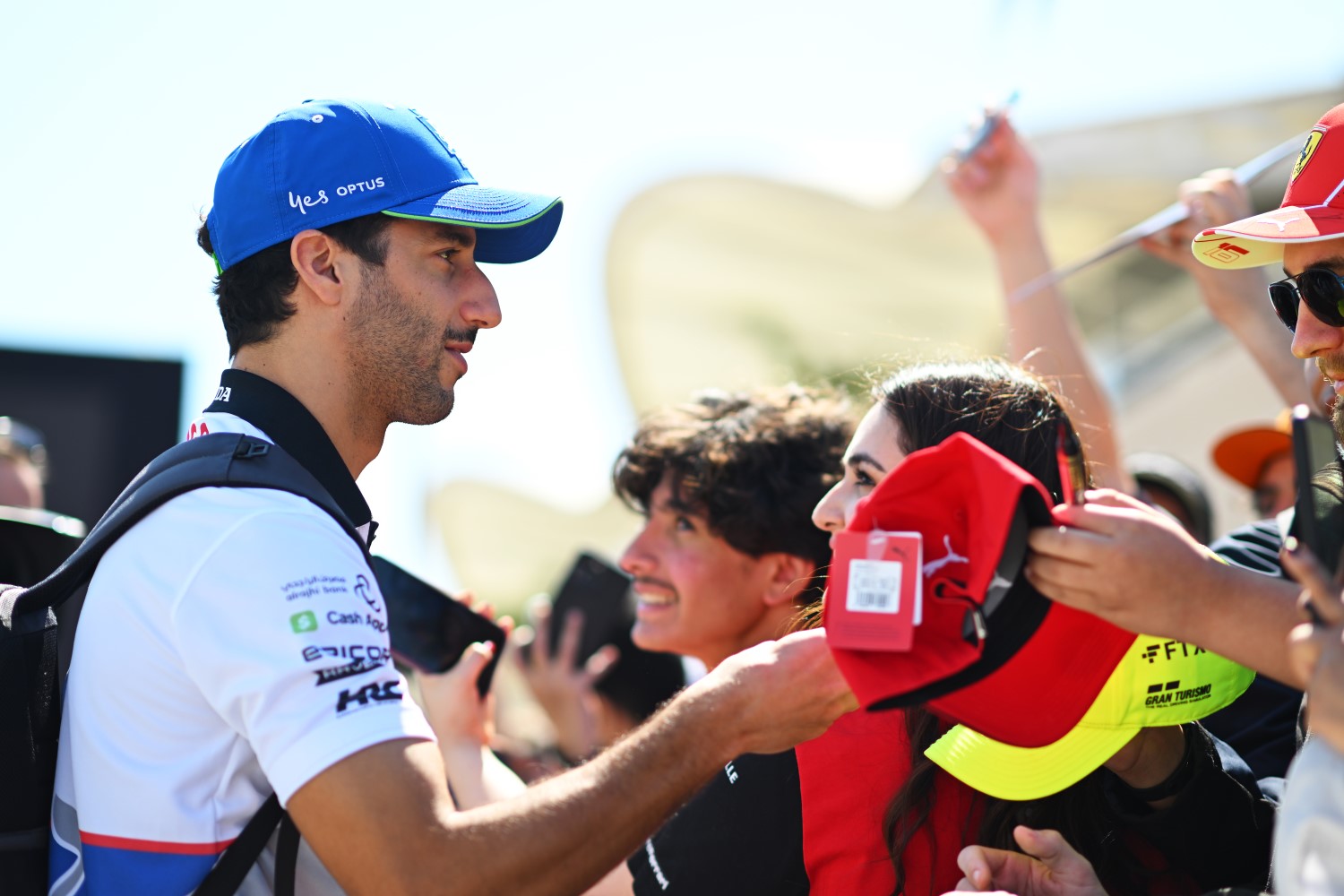Daniel Ricciardo of Australia and Visa Cash App RB greets fans prior to final practice ahead of the F1 Grand Prix of Bahrain at Bahrain International Circuit on March 01, 2024 in Bahrain, Bahrain. (Photo by Rudy Carezzevoli/Getty Images) // Getty Images / Red Bull Content Pool