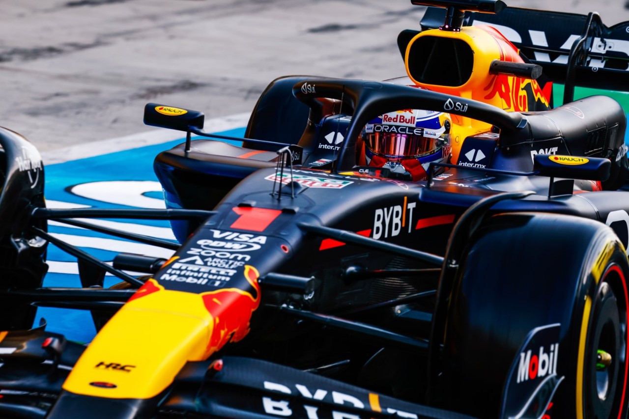 Max Verstappen, Red Bull Racing RB20, in the pit lane during the Pre-Season Test at Bahrain International Circuit on Friday February 23, 2024 in Sakhir, Bahrain. (Photo by Sam Bloxham / LAT Images)