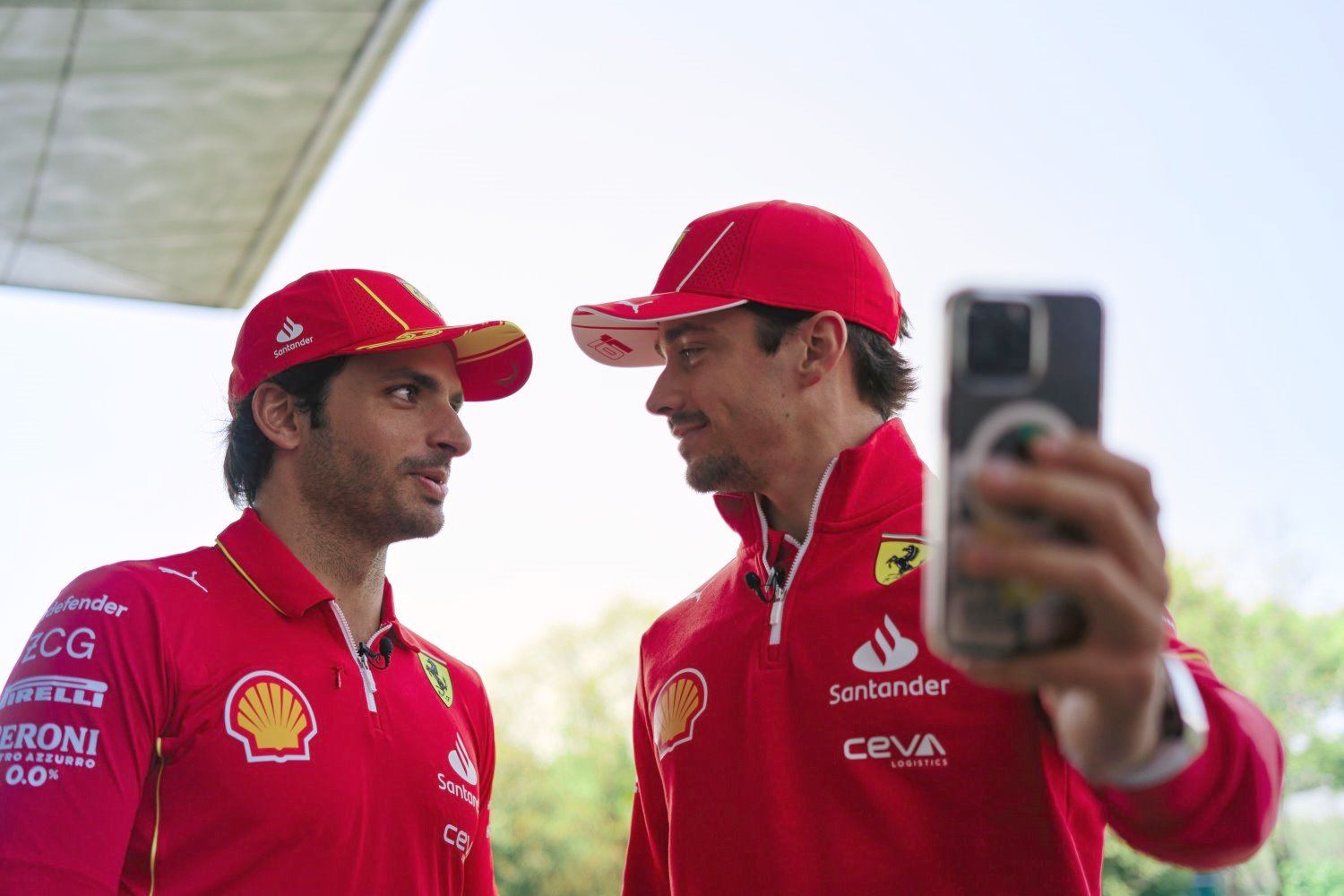 SAINZ Carlos (spa), Scuderia Ferrari SF-24, LECLERC Charles (mco), Scuderia Ferrari SF-24, portrait, during the Formula 1 MSC Cruises Chinese Grand Prix 2024, 4th round of the 2024 Formula One World Championship - Photo DPPI for Ferrari