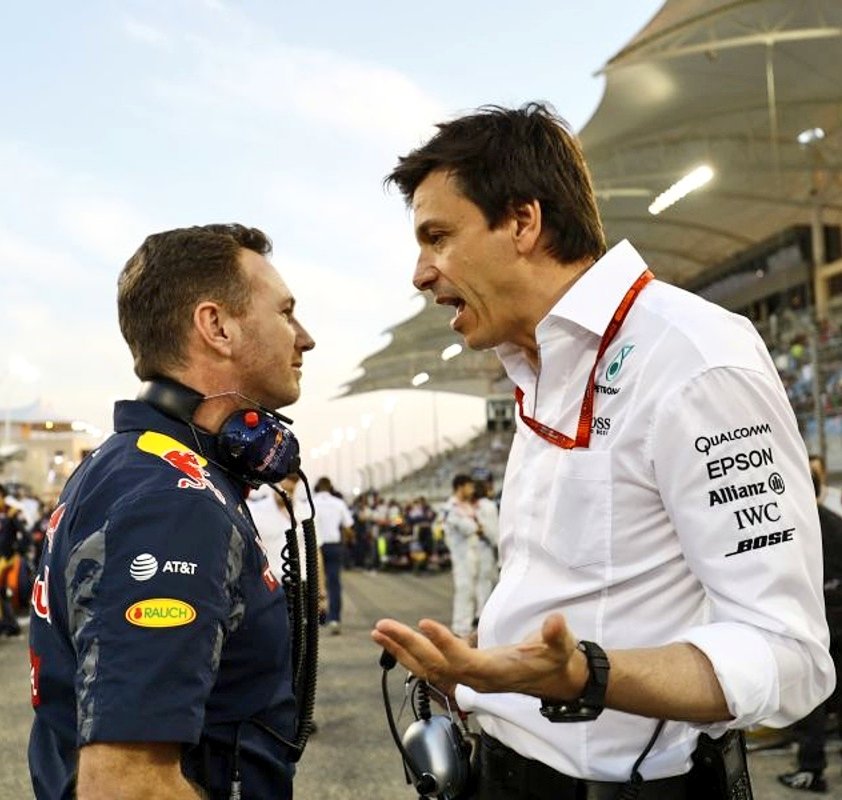 Christian Horner and Toto Wolff- arguing over Verstappen?