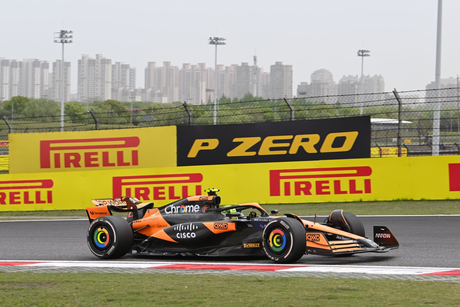 Lando Norris, McLaren MCL38 during the Chinese GP at Shanghai International Circuit on Friday April 19, 2024 in Shanghai, China. (Photo by Mark Sutton / LAT Images for Pirelli)