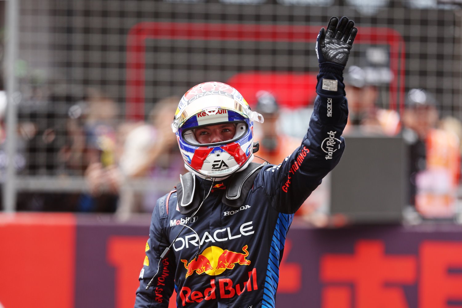 Sprint winner Max Verstappen of the Netherlands and Oracle Red Bull Racing celebrates in parc ferme during the Sprint ahead of the F1 Grand Prix of China at Shanghai International Circuit on April 20, 2024 in Shanghai, China. (Photo by Lars Baron/Getty Images) // Getty Images / Red Bull Content Pool