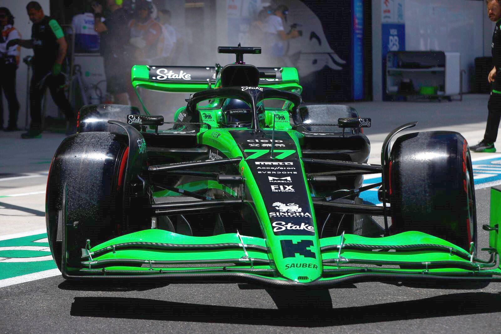 2024 Miami Grand Prix - Valtteri Bottas, Stake F1 Team Kick Sauber C44, leaves the garage; 2024 Miami Grand Prix, Formula One World Championship