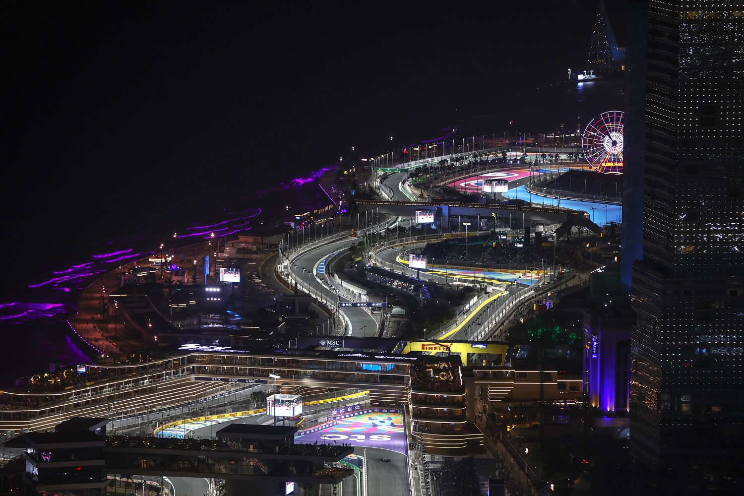 Fernando Alonso, Aston Martin AMR24, Valtteri Bottas, Stake F1 Team Kick Sauber C44 during the Saudi Arabian GP at Jeddah Street Circuit on Thursday March 07, 2024 in Jeddah, Saudi Arabia. (Photo by Andy Hone / LAT Images)