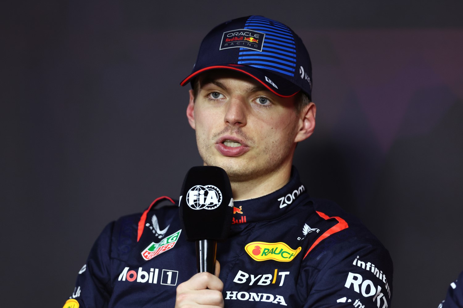 Pole position qualifier, Max Verstappen of the Netherlands and Oracle Red Bull Racing talks in a press conference after qualifying ahead of the F1 Grand Prix of Saudi Arabia at Jeddah Corniche Circuit on March 08, 2024 in Jeddah, Saudi Arabia. (Photo by Bryn Lennon/Getty Images) // Getty Images / Red Bull Content Pool