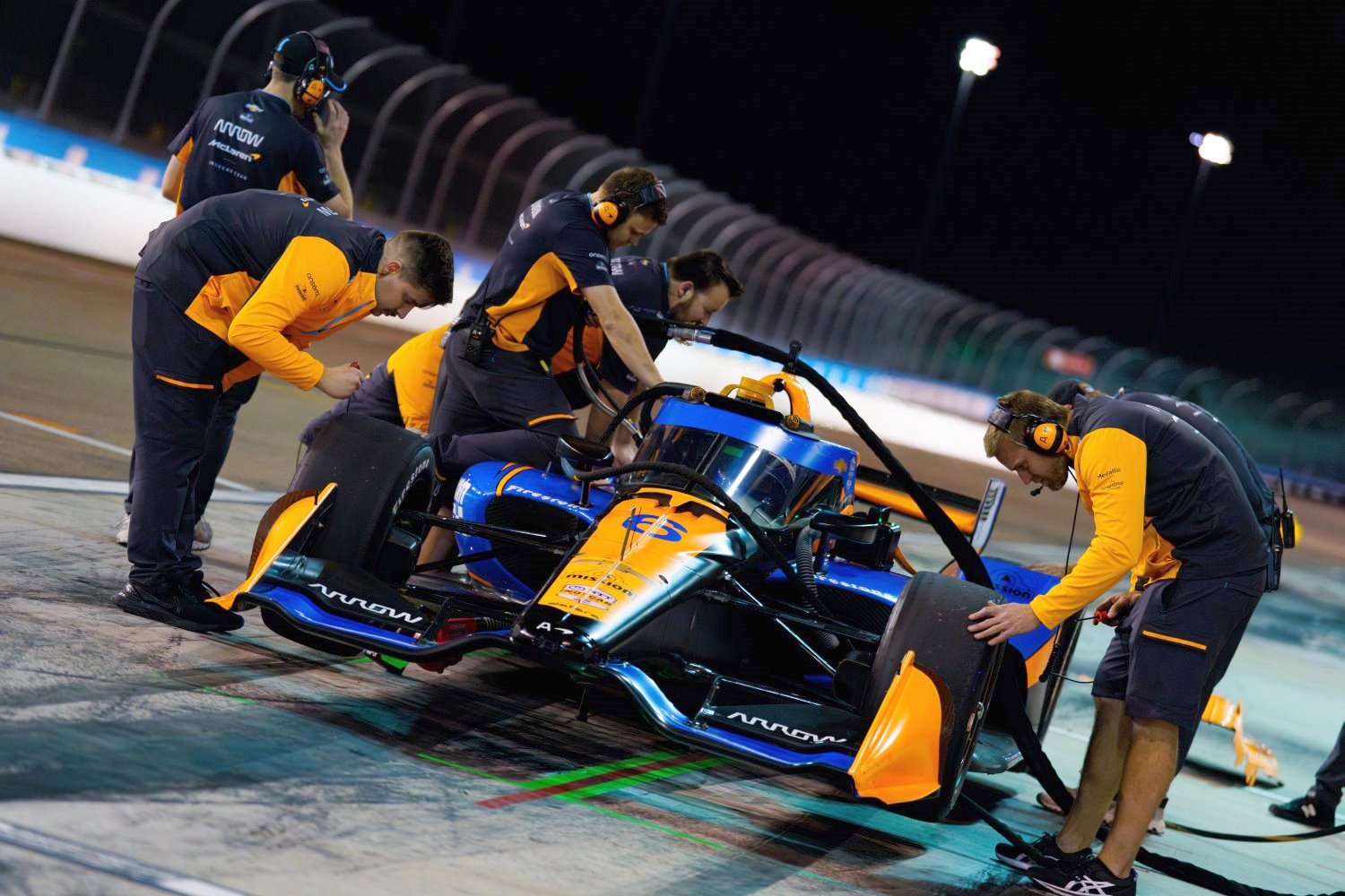 Kyle Larson tested the #17 McLaren/Hendrick IndyCar on the 1-mile Phoenix Oval Monday night. Photo supplied by IndyCar