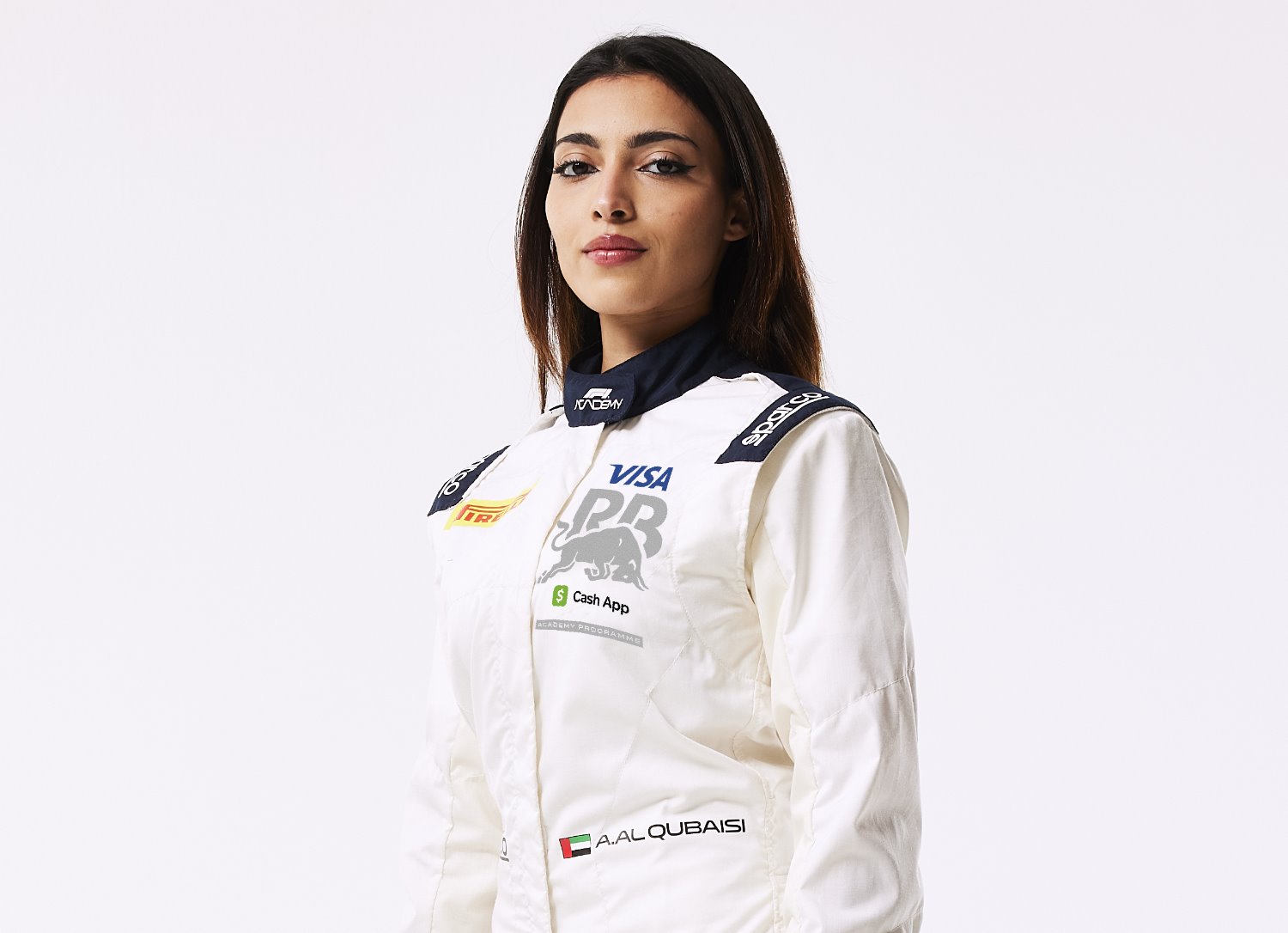 Red Bull Academy Program driver Amna Al Qubaisi seen at the brand shooting at Milton Keynes, 2024 // Sam Todd / Red Bull Content pool
