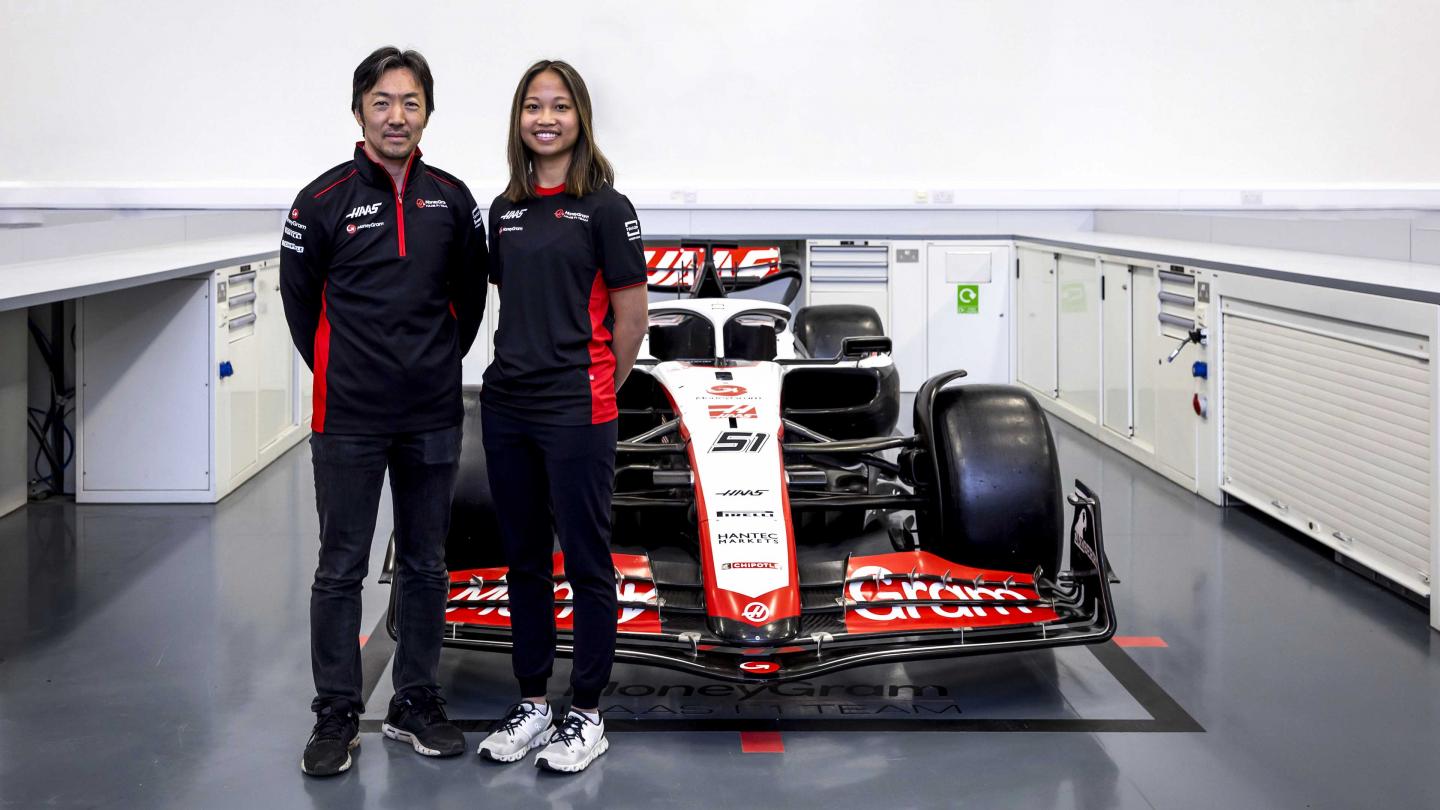 Team Principal of MoneyGram Haas F1 Team Ayao Komatsu and Chloe Chambers