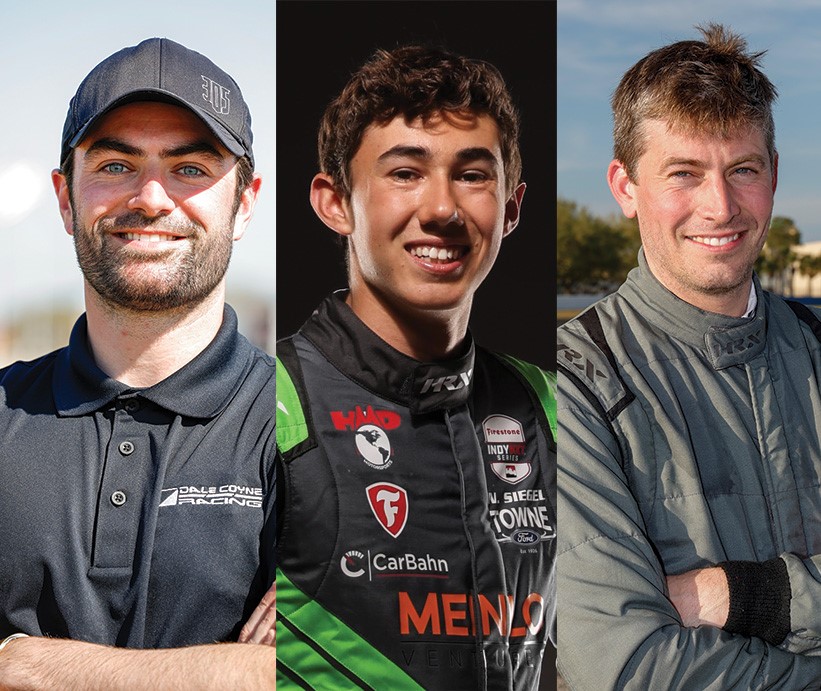 Dale Coyne 2024 IndyCar drivers, L to R: Jack Harvey, Nolan Siegel and Colin Braun