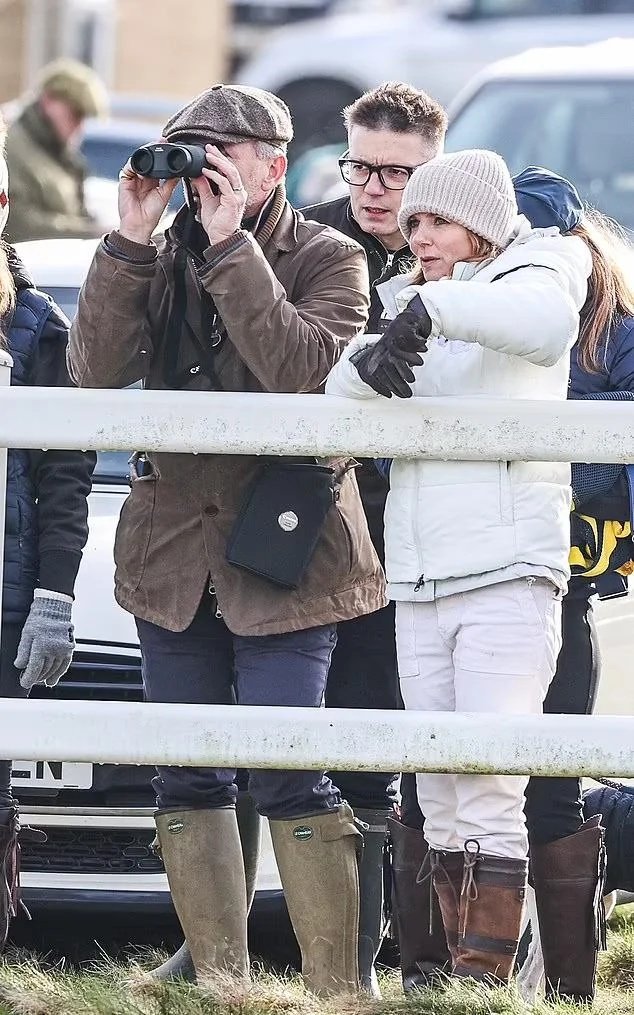 Christian Horner, wife Geri Halliwell and Mercedes Engineer Peter Bonnington, also known as Bono