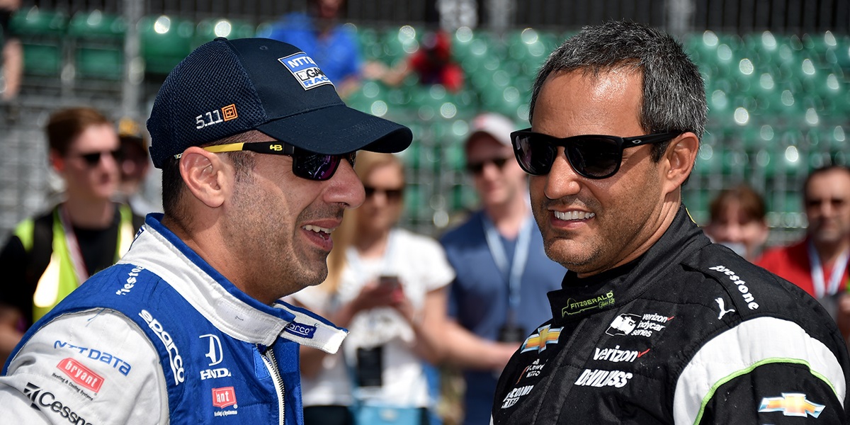 Tony Kanaan and Juan Montoya. Photo supplied by IMS