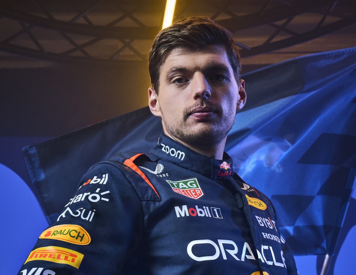 Max Verstappen poses for a portrait during Red Bull Racing 2024 Season Launch RB20 in London, UK // Sam Todd / Red Bull Content Pool