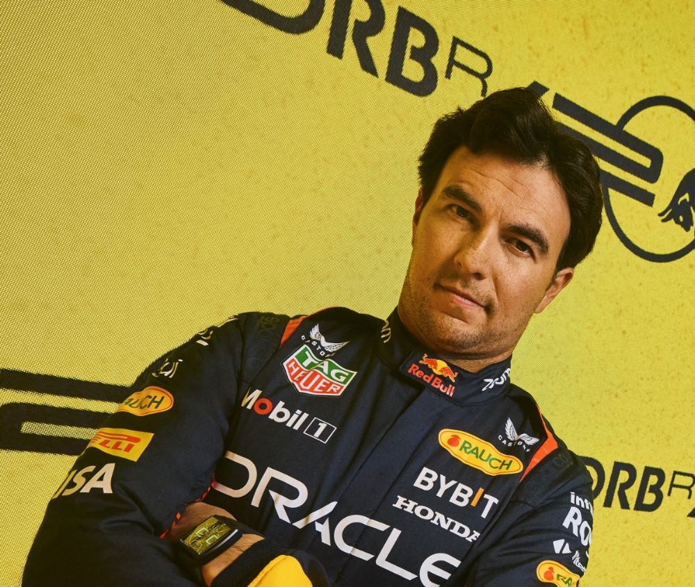 Sergio Perez poses for a portrait during Red Bull Racing 2024 Season Launch RB20 in London, UK // Will Cornelius / Content Pool