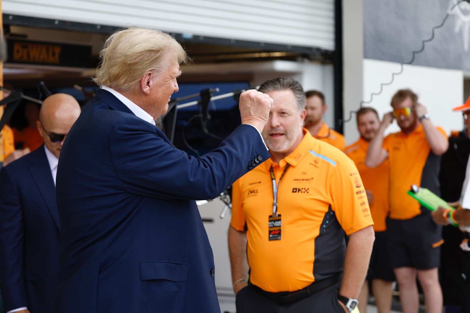 Former President Donald Trump and McLaren boss Zak Brown at the 2024 Miami GP