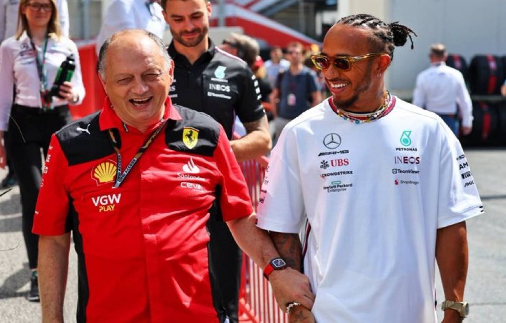 Fred Vasseur and Lewis Hamilton