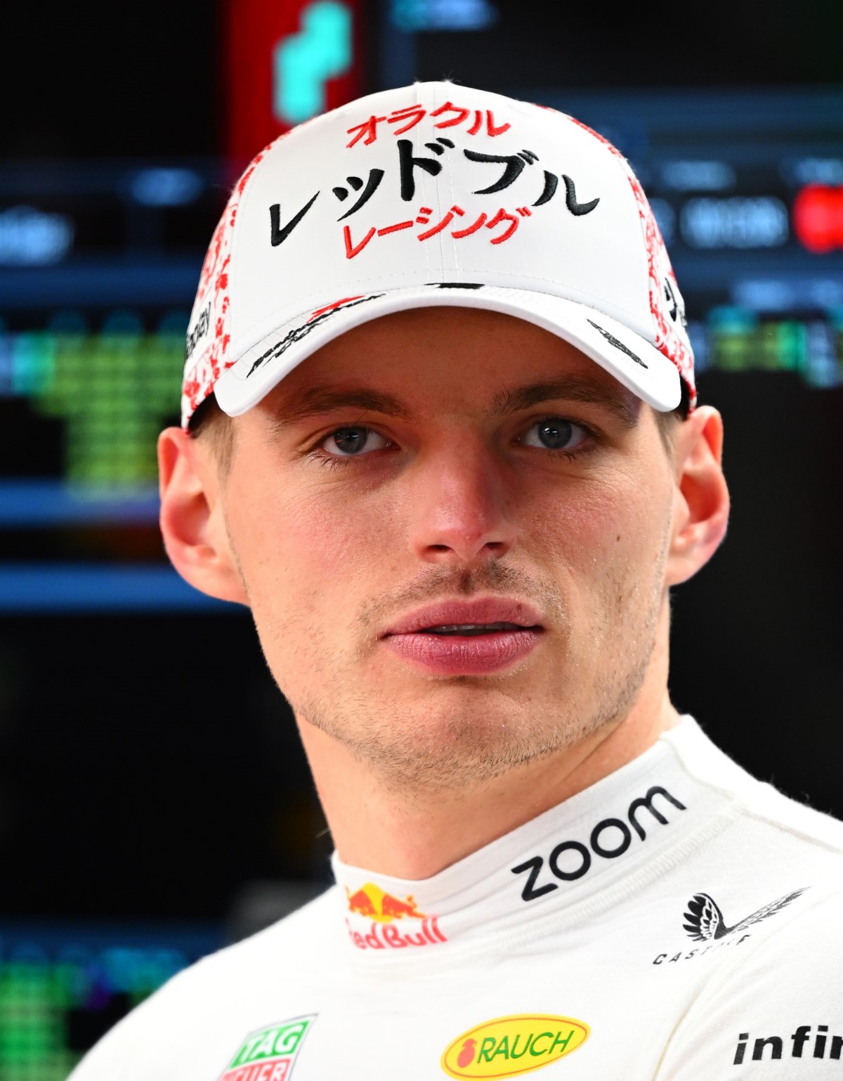 Max Verstappen of the Netherlands and Oracle Red Bull Racing looks on in the garage during practice ahead of the F1 Grand Prix of Japan at Suzuka International Racing Course on April 05, 2024 in Suzuka, Japan. (Photo by Clive Mason/Getty Images) // Getty Images / Red Bull Content Pool