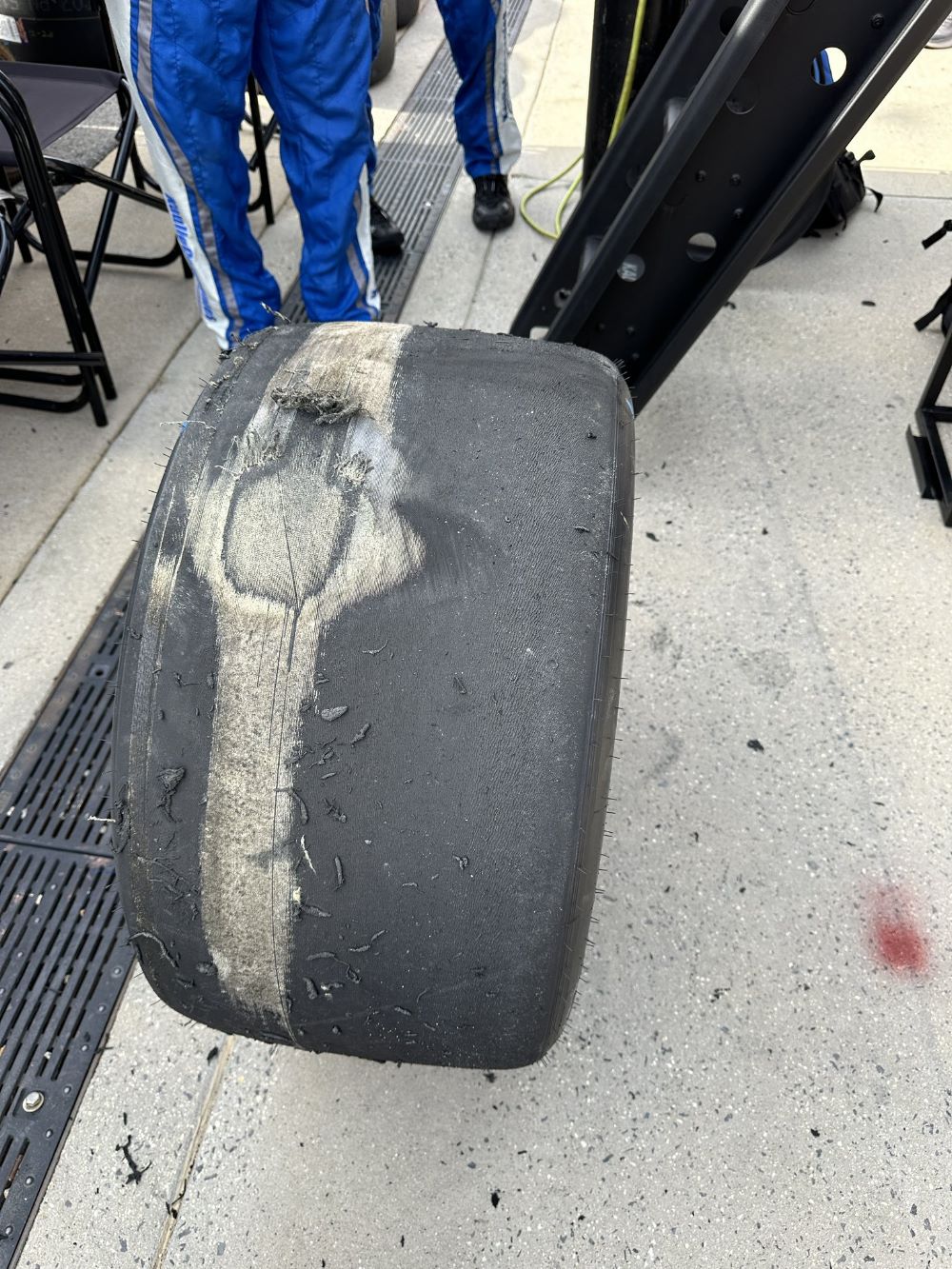 Worn Goodyear tire