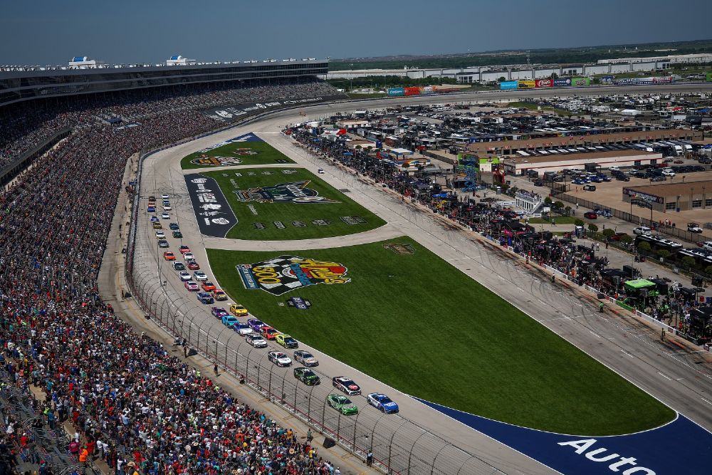 A general view of racing during the NASCAR Cup Series AutoTrader EchoPark Automotive 400 at Texas Motor Speedway on April 14, 2024 in Fort Worth, Texas. (Photo by Jared C. Tilton/Getty Images)