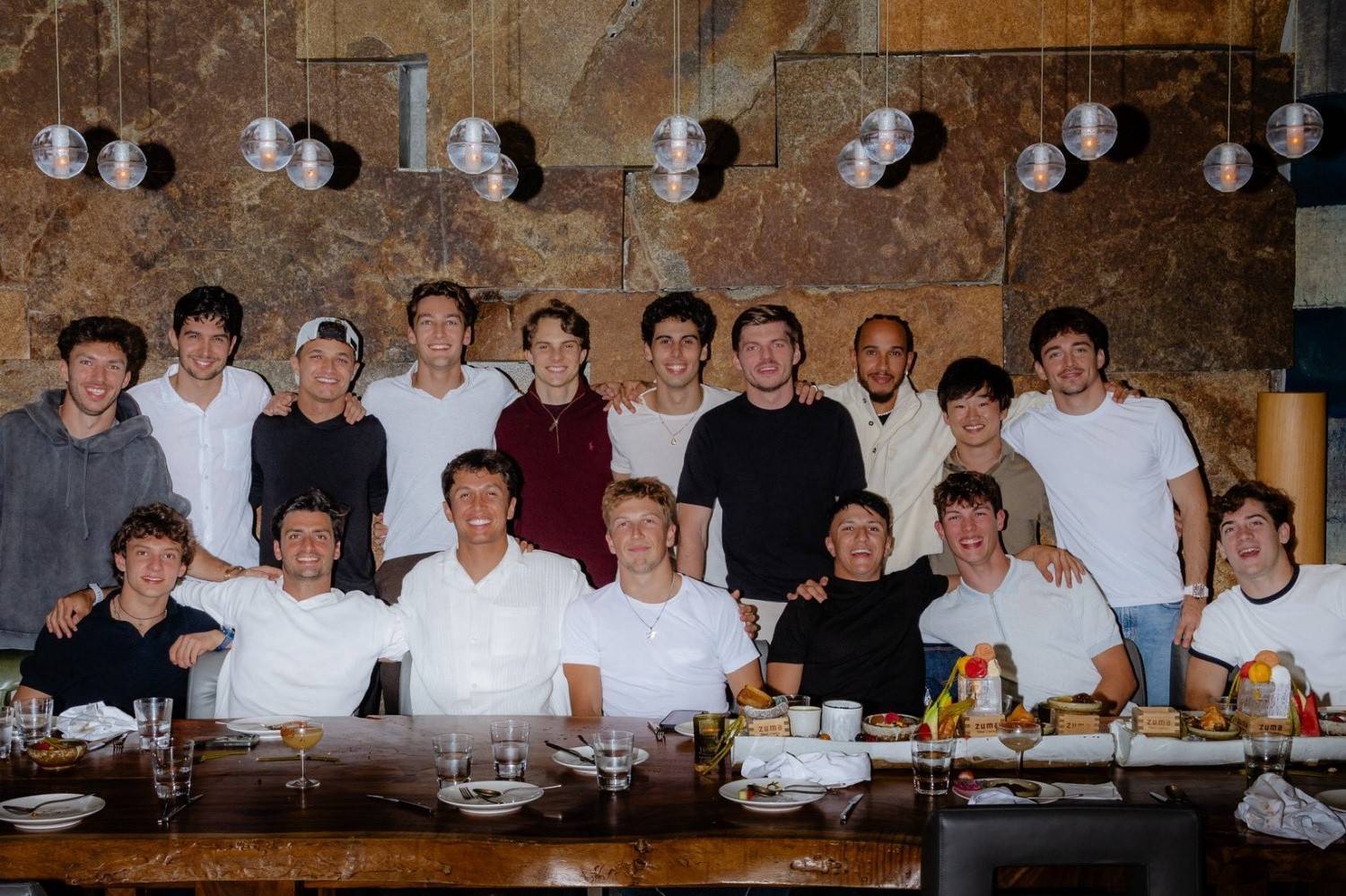 The 2025 Formula 1 drivers enjoy and end-of-year dinner together in Abu Dhabi