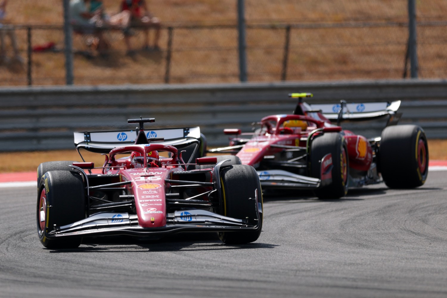 Charles Leclerc of Monaco driving the (16) Scuderia Ferrari SF-25 on track during the Sprint ahead of the F1 Grand Prix of United States at Circuit of The Americas on October 18, 2025 in Austin, Texas. (Photo by Clive Rose/Getty Images for Pirelli)