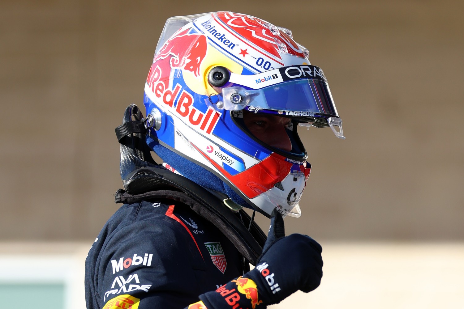 Sprint Pole qualifier Max Verstappen of the Netherlands and Oracle Red Bull Racing celebrates in parc ferme during Sprint Qualifying ahead of the F1 Grand Prix of United States at Circuit of The Americas on October 17, 2025 in Austin, Texas. (Photo by Steven Tee/LAT Images) // Getty Images / Red Bull Content Pool //